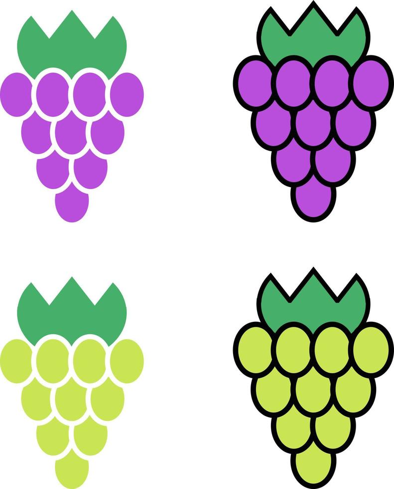 Grapes, vector. Purple grapes and green grapes on a white background. vector