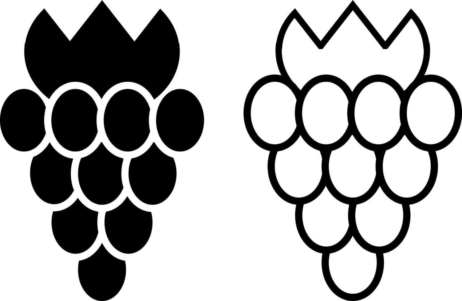 Grapes, icon vector. Icons of black grapes on a white background. vector