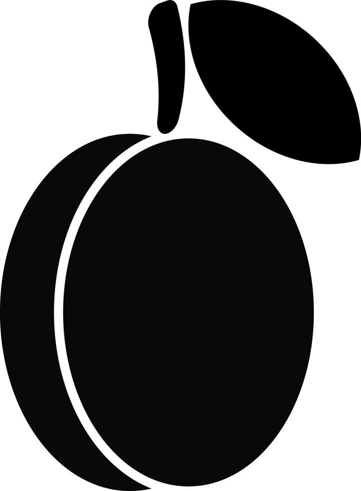 Plum, vector icon. Black plum on a white background.