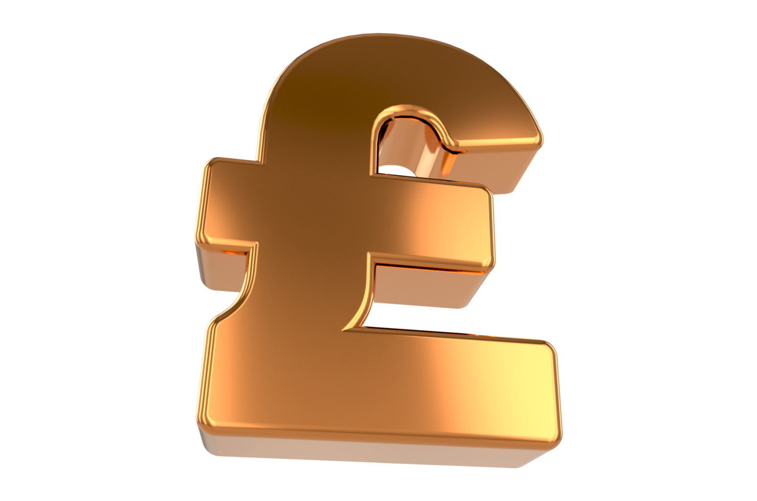 goldenes Pfund-Symbol. Pfund-Zeichen. 3D-Pfundzeichen. britisches Pfund. Pfund Sterling. Schild png