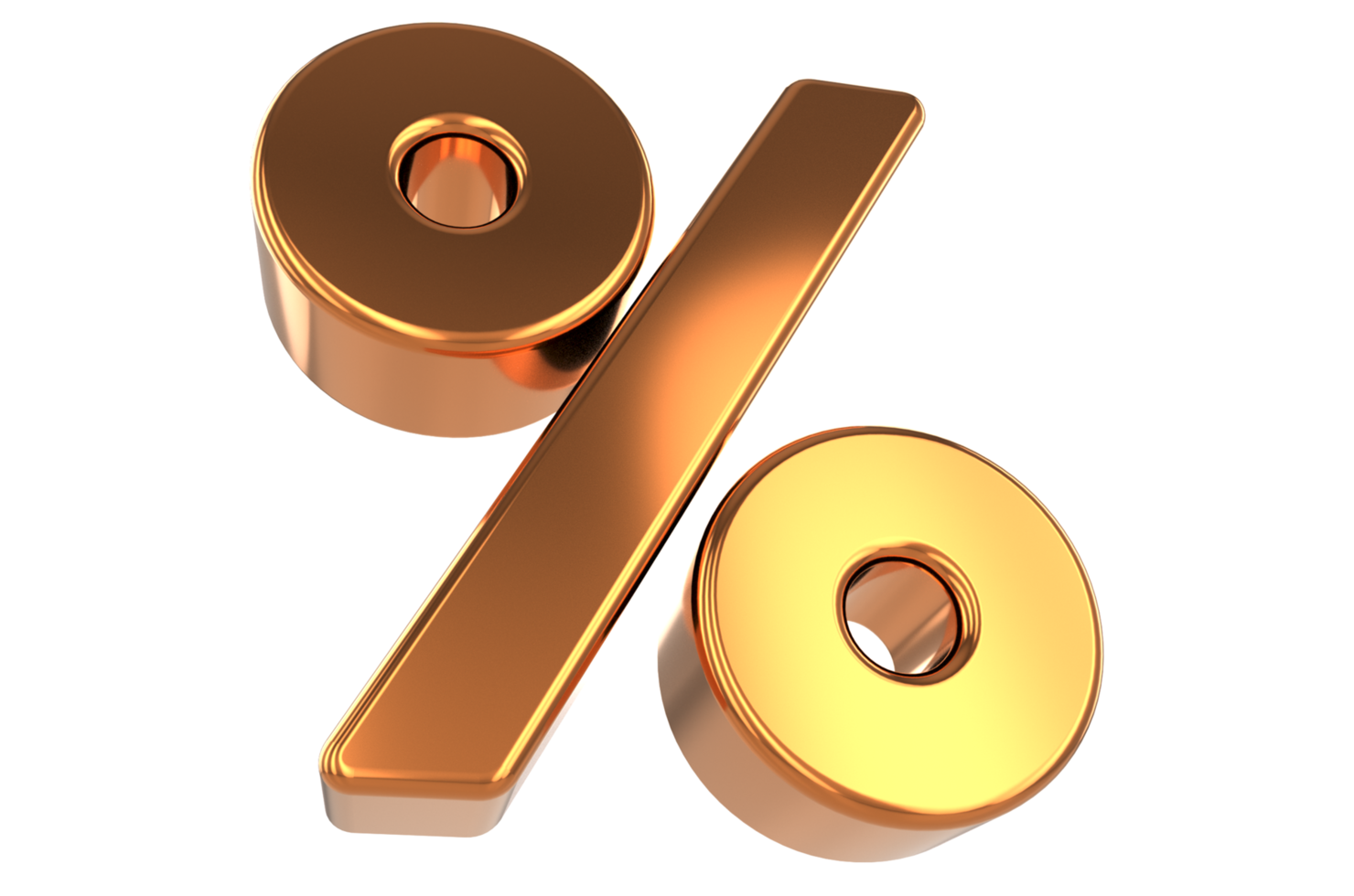 Golden 3D percent symbol, 3D percent sign, Percent Sign Golden png