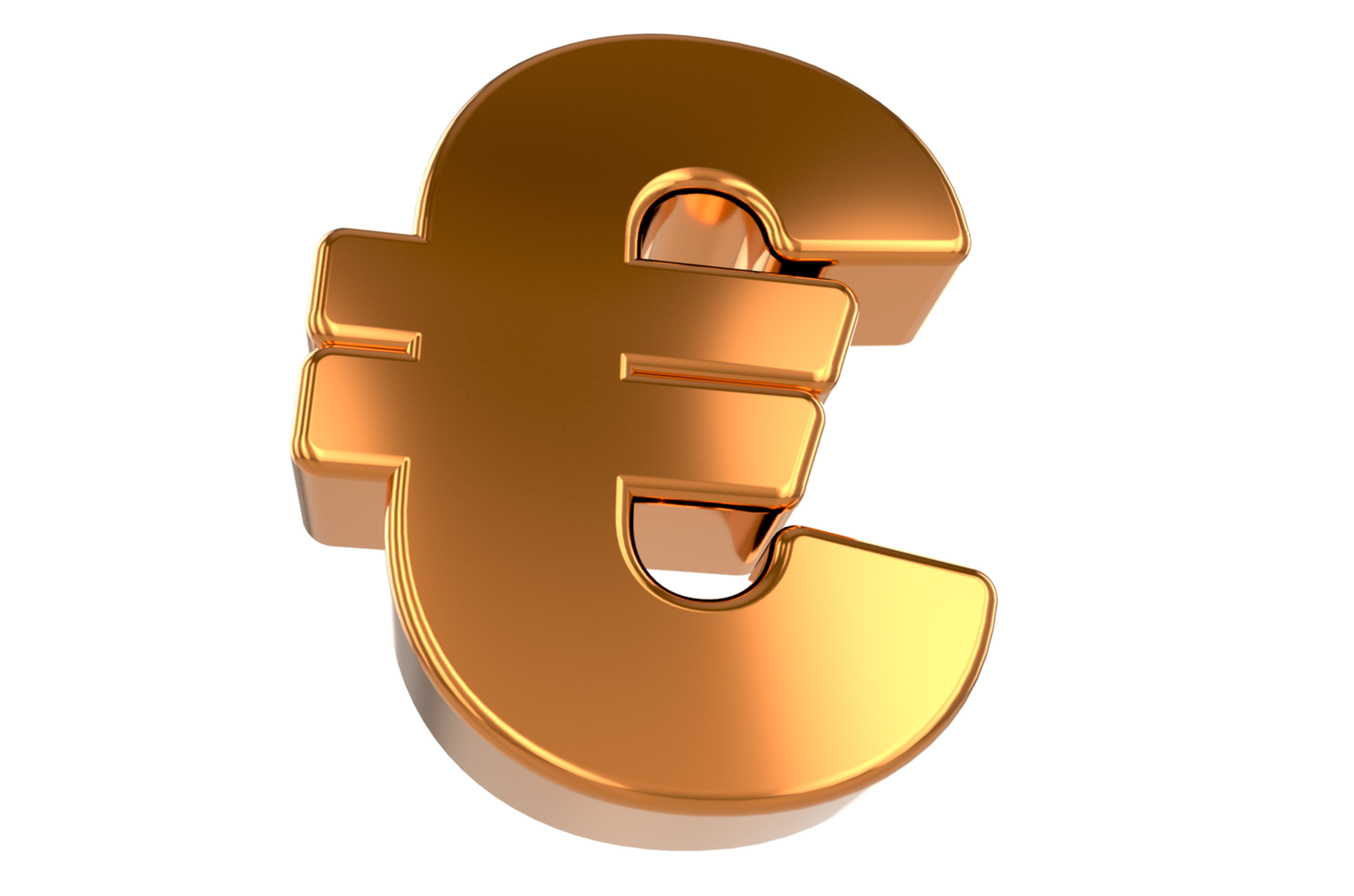 símbolo del euro dorado. signo del euro signo euro 3d. señal png