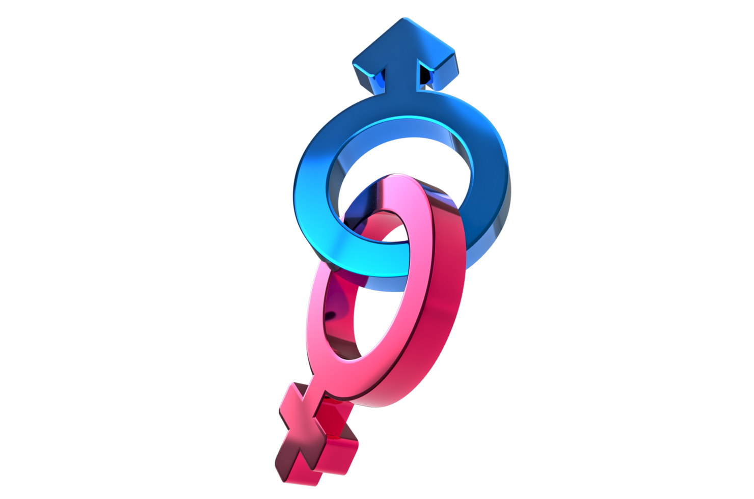 Male, female sex sign. Gender symbols illustration. 3D rendering. 3D Gender Symbols png