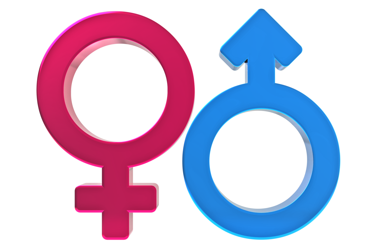 Male, female sex sign. Gender symbols illustration. 3D rendering. 3D Gender Symbols png