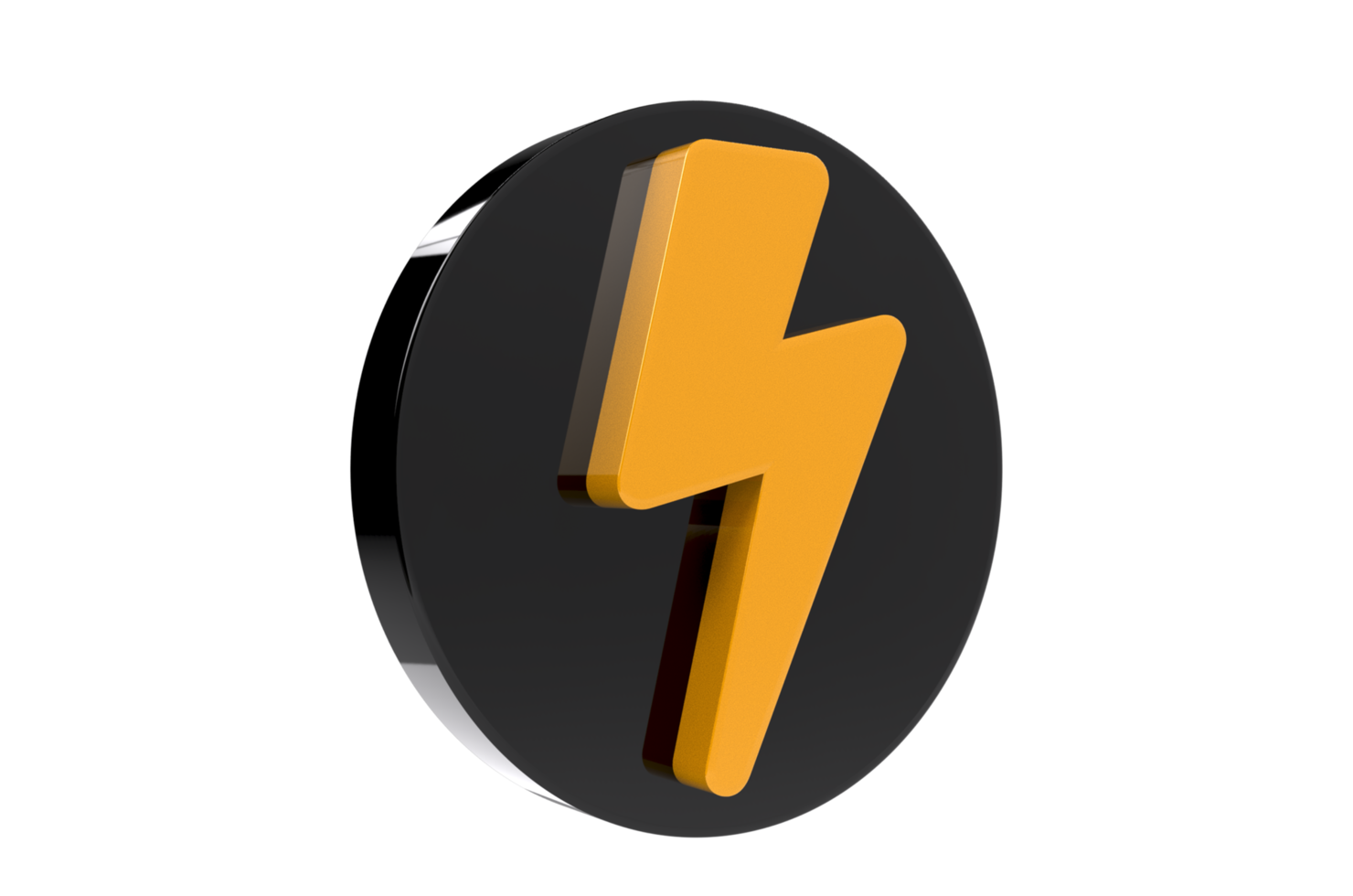 3D Icon of energy thunder lightning bolt symbol or electricity power electric sign symbol PNG Transparent Background