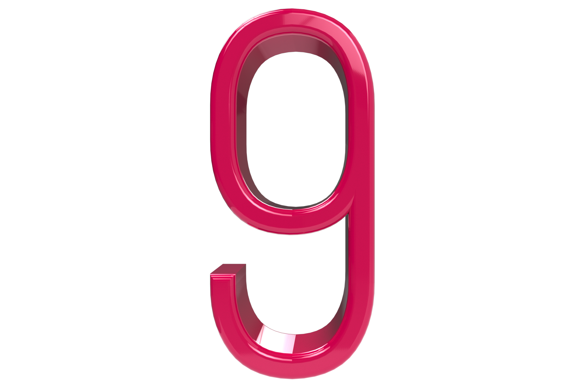 Pink number 9 isolated on transparent background. 3D rendered