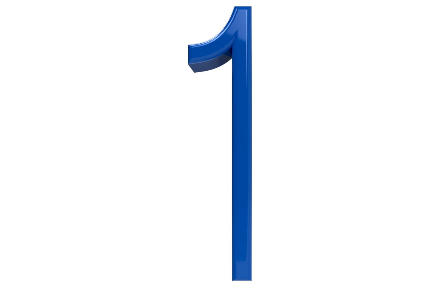 Number 1 3d blue isolated on Transparent Background - 3d rendering png