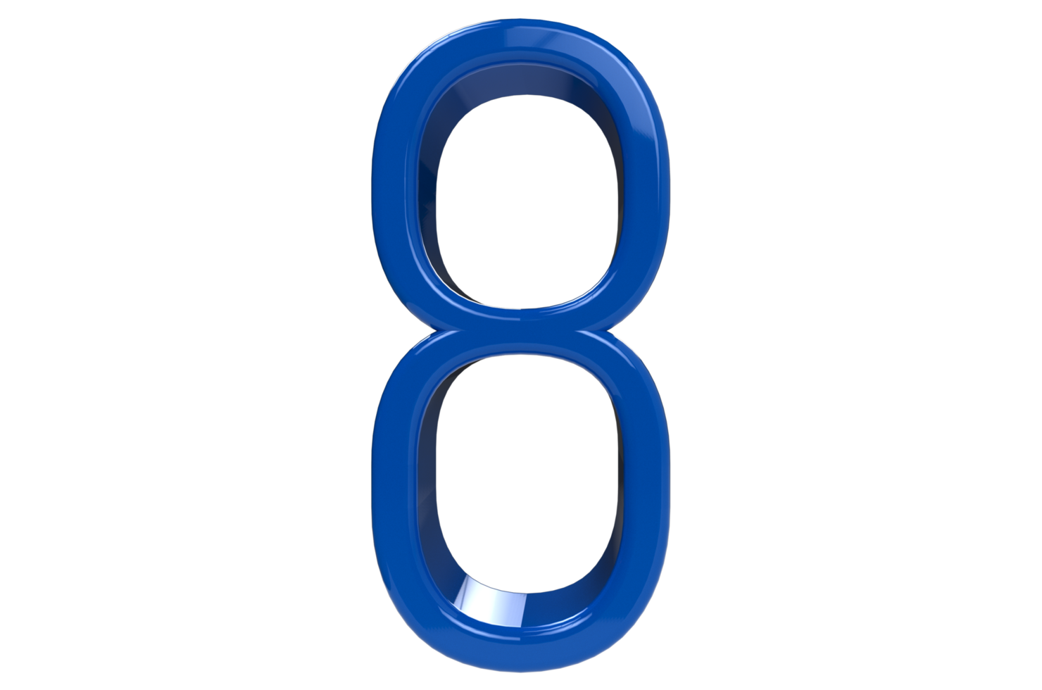 Number 8 3d blue isolated on Transparent Background - 3d rendering png