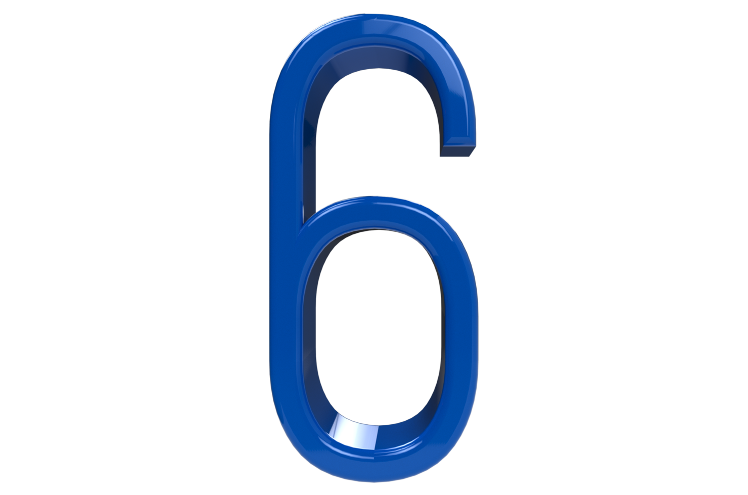 Numéro 6 bleu 3d isolé sur fond transparent - rendu 3d png