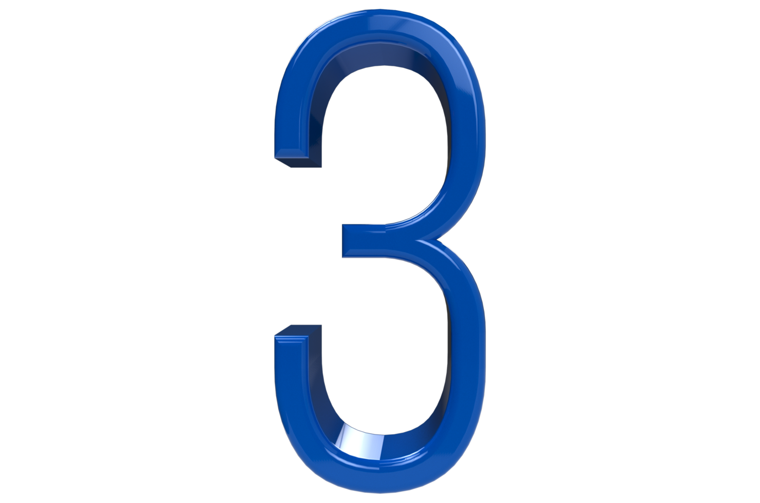 numero 3 3d blu isolato su trasparente sfondo - 3d interpretazione png