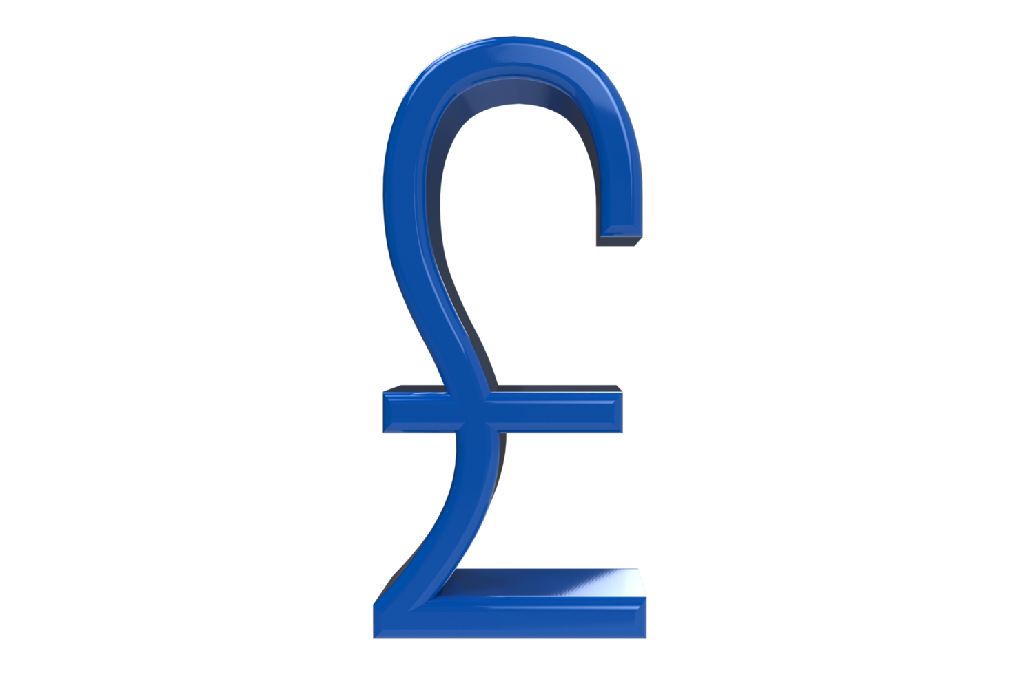 Blue Pound sign isolated with transparent background. 3d rendering illustration png