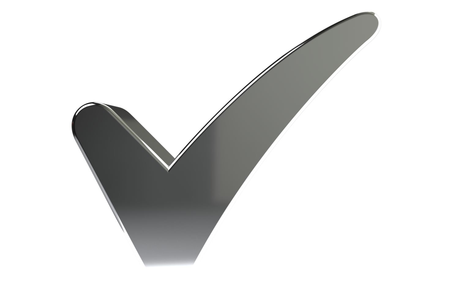 3D render check mark symbol icon blue, transparent, PNG
