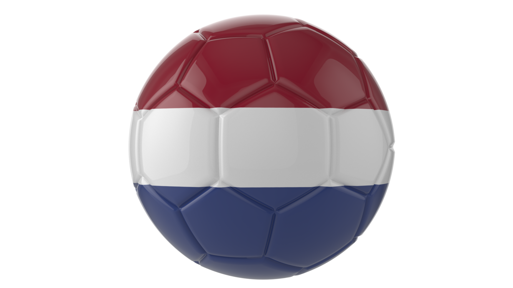 Balón de fútbol realista en 3d con la bandera de países bajos aislado sobre fondo png transparente