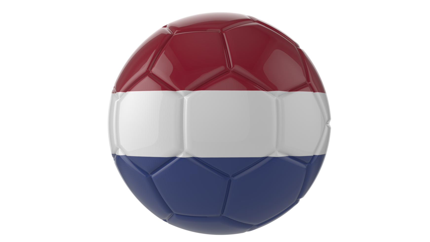 3d realistic soccer ball with the flag of Netherlands isolated on transparent PNG background