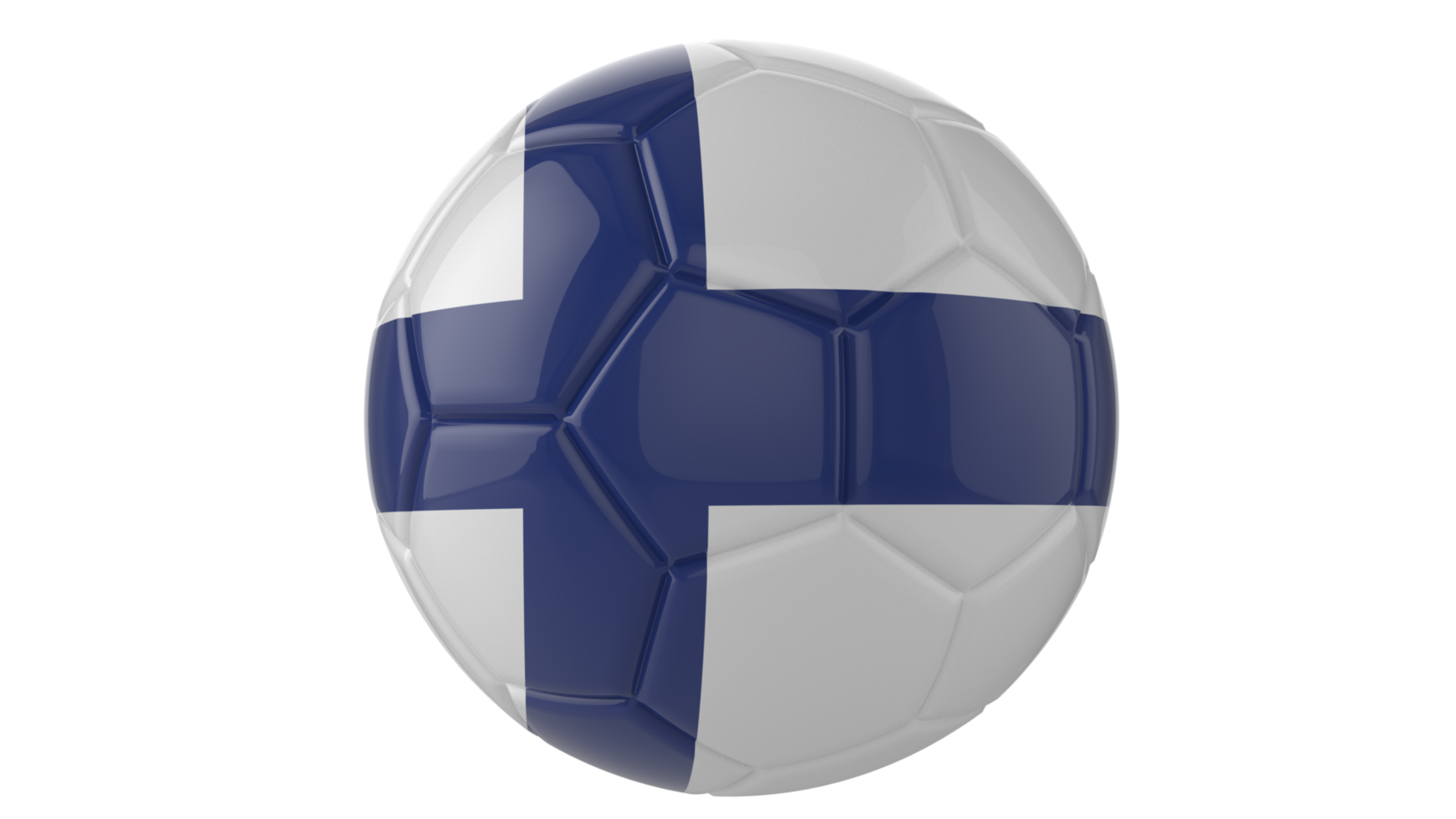 3d realistic soccer ball with the flag of Finland on it isolated on transparent PNG background