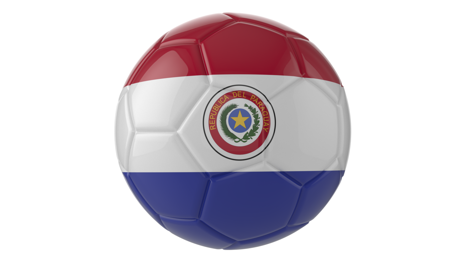 3d realistic soccer ball with the flag of Paraguay on it isolated on transparent PNG background