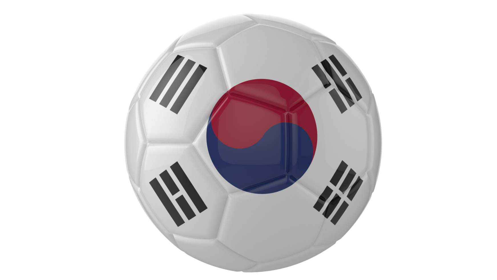 3d realistic soccer ball with the flag of Japan on it isolated on transparent PNG background
