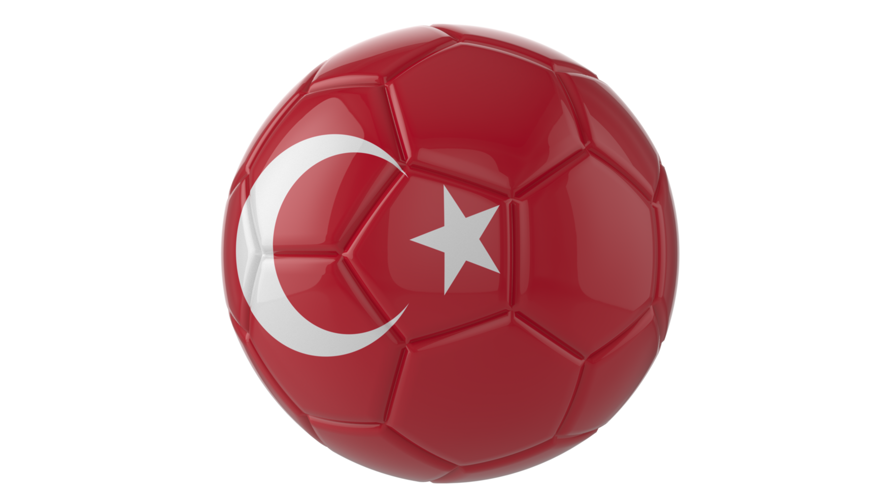 3d realistic soccer ball with the flag of Turkey on it isolated on transparent PNG background