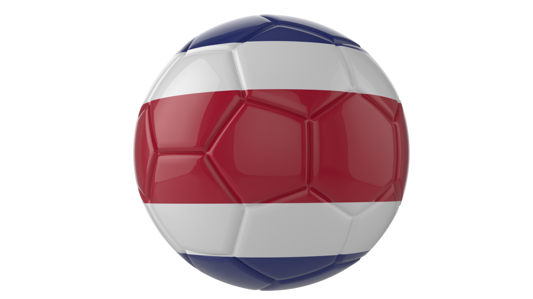 3d realistic soccer ball with the flag of Costa Rica on it isolated on transparent PNG background