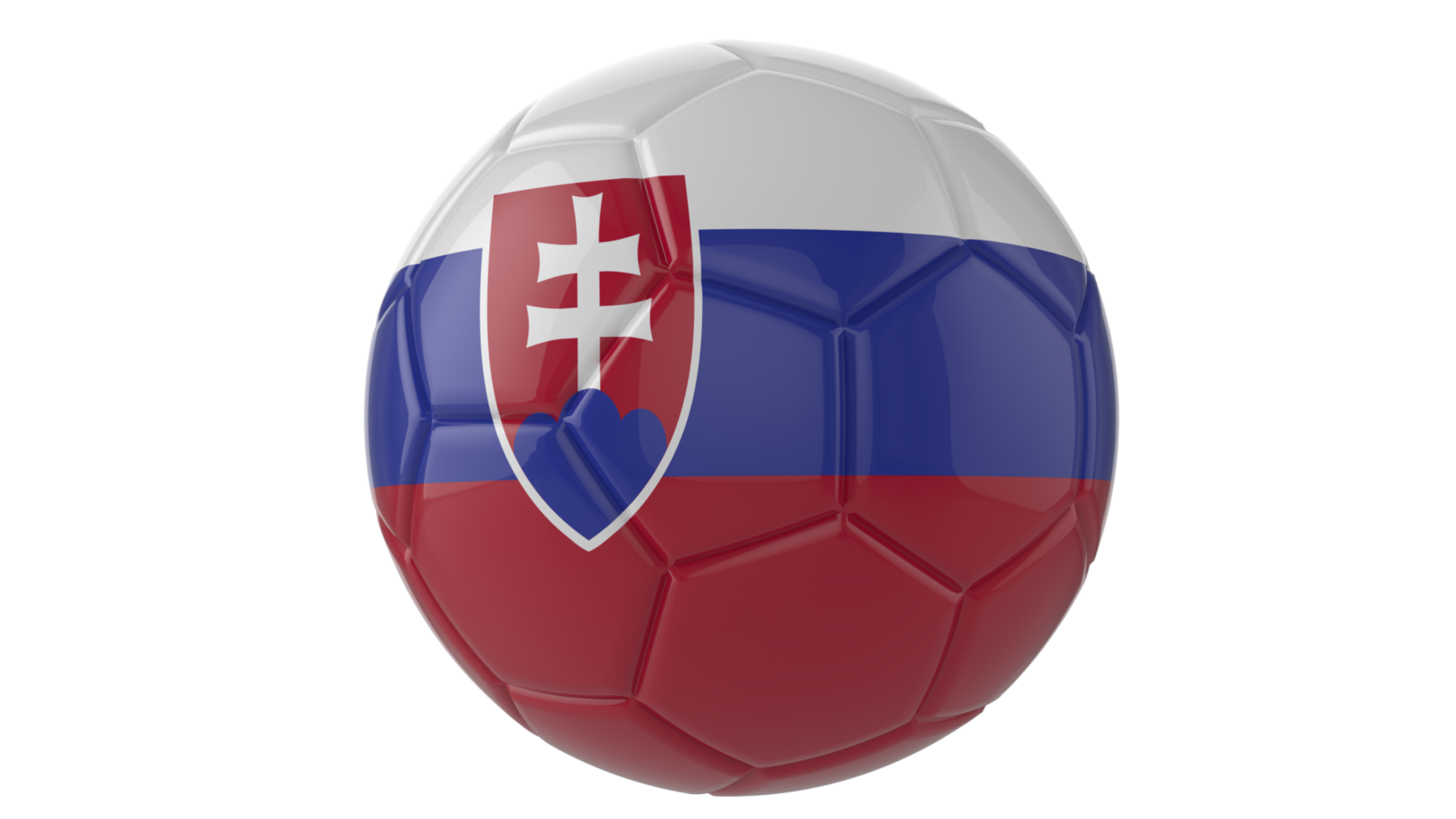 3d realistic soccer ball with the flag of Slovakia on it isolated on transparent PNG background