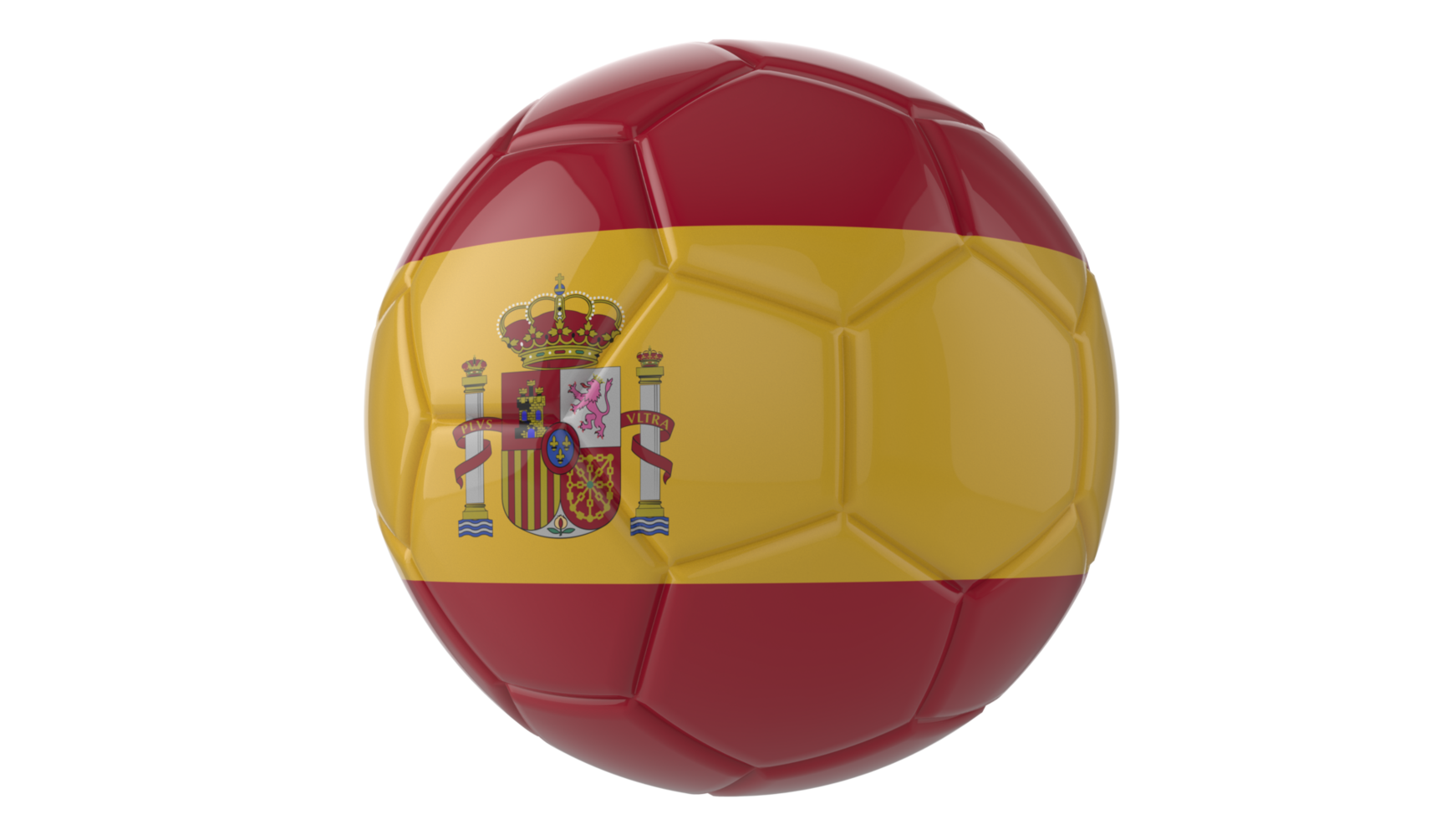 3d realistic soccer ball with the flag of spain on it isolated on transparent PNG background