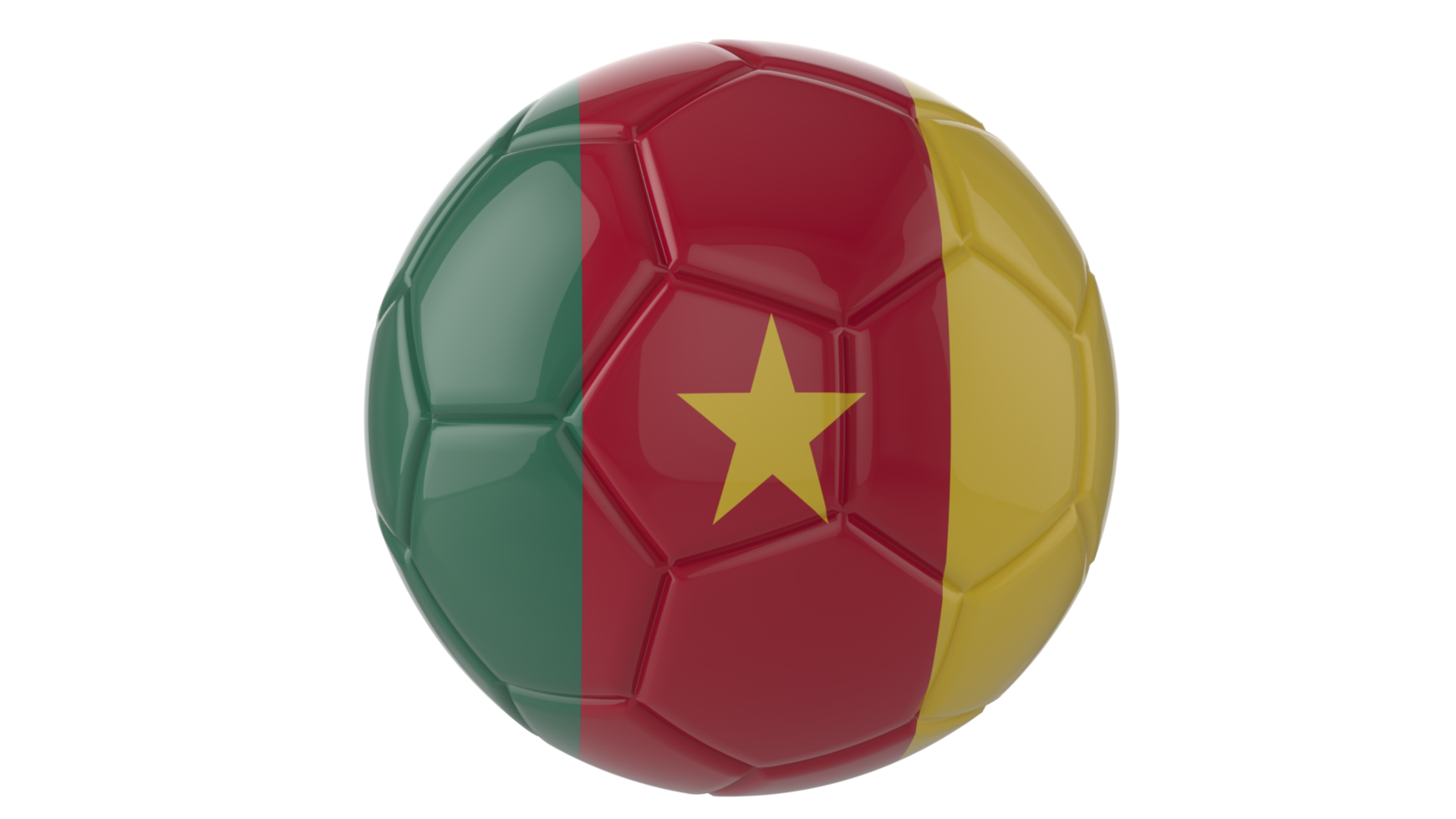 3d realistisk fotboll boll med de flagga av cameroon på den isolerat på transparent png bakgrund