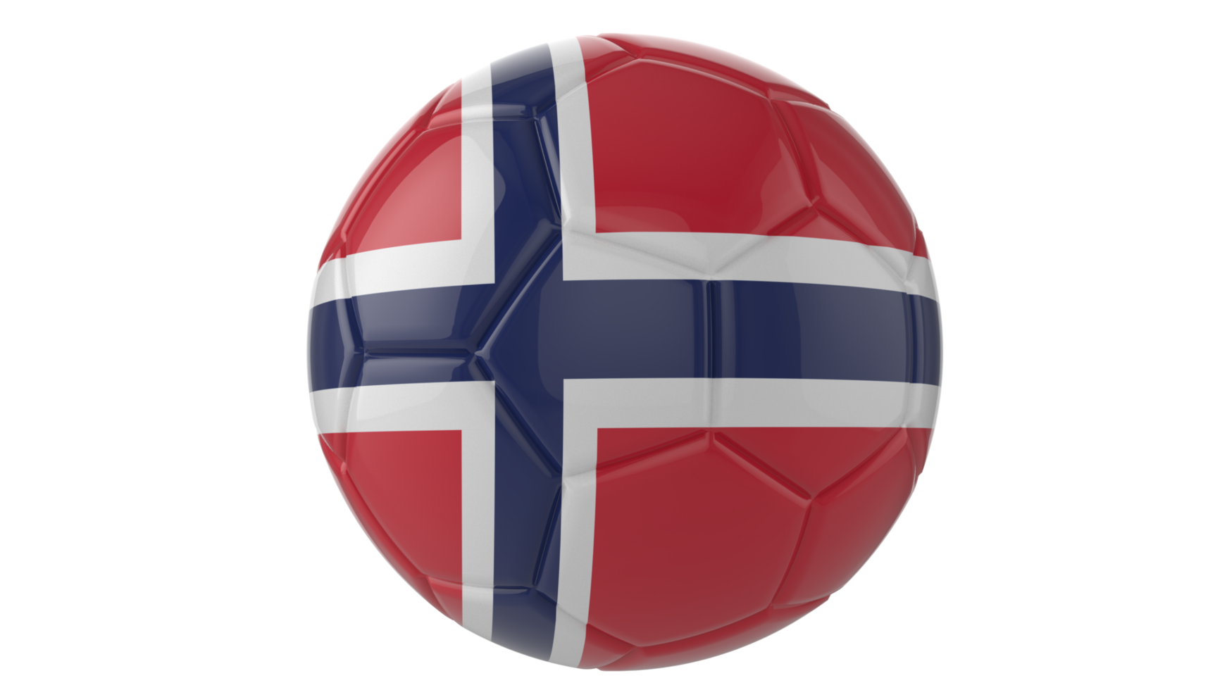 3d realistic soccer ball with the flag of Norway on it isolated on transparent PNG background
