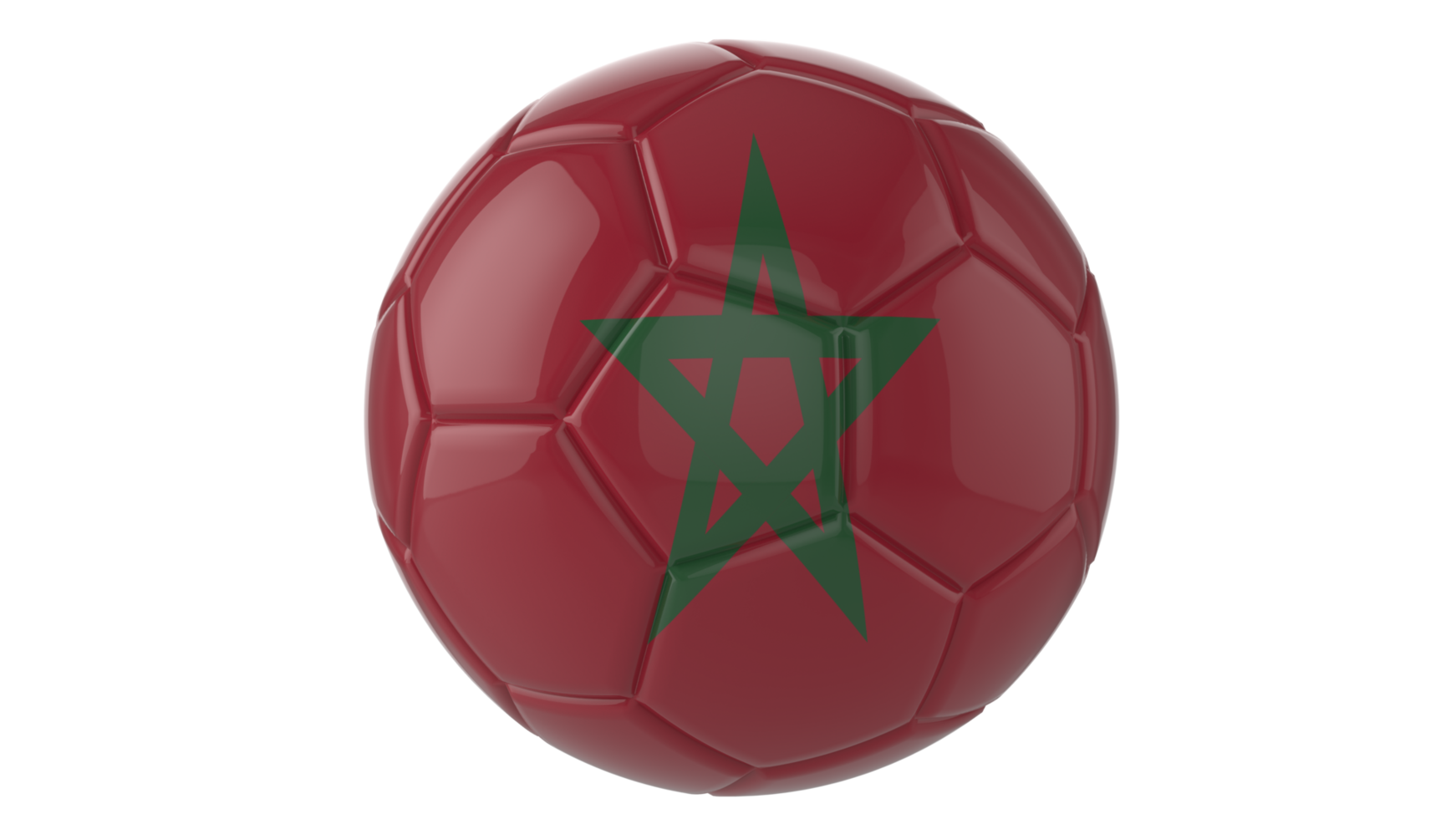 3d realistic soccer ball with the flag of Morocco on it isolated on transparent PNG background