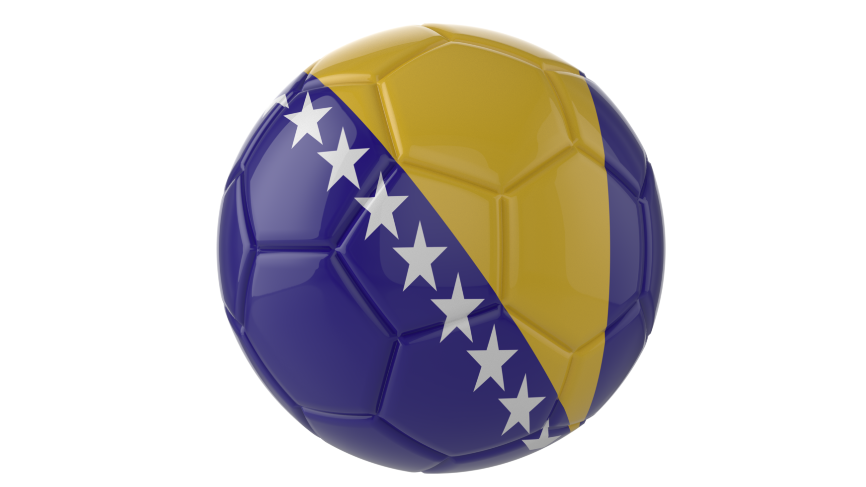 3d realistic soccer ball with the flag of Bosnia on it isolated on transparent PNG background