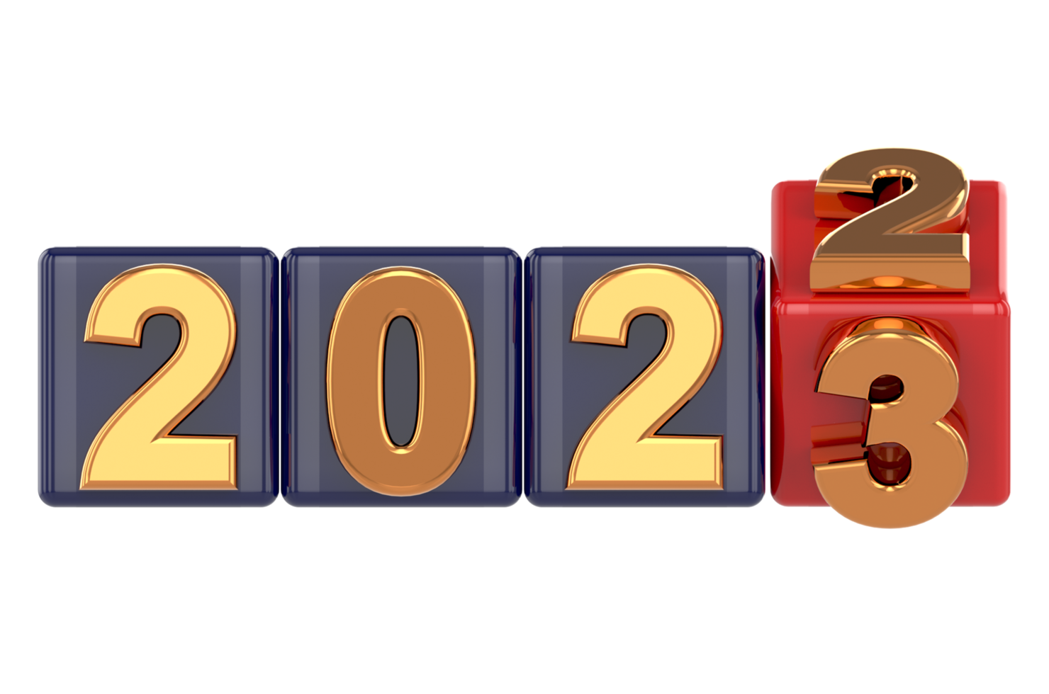 New year 2023 modern design style 3D typography of 2023 logo PNG