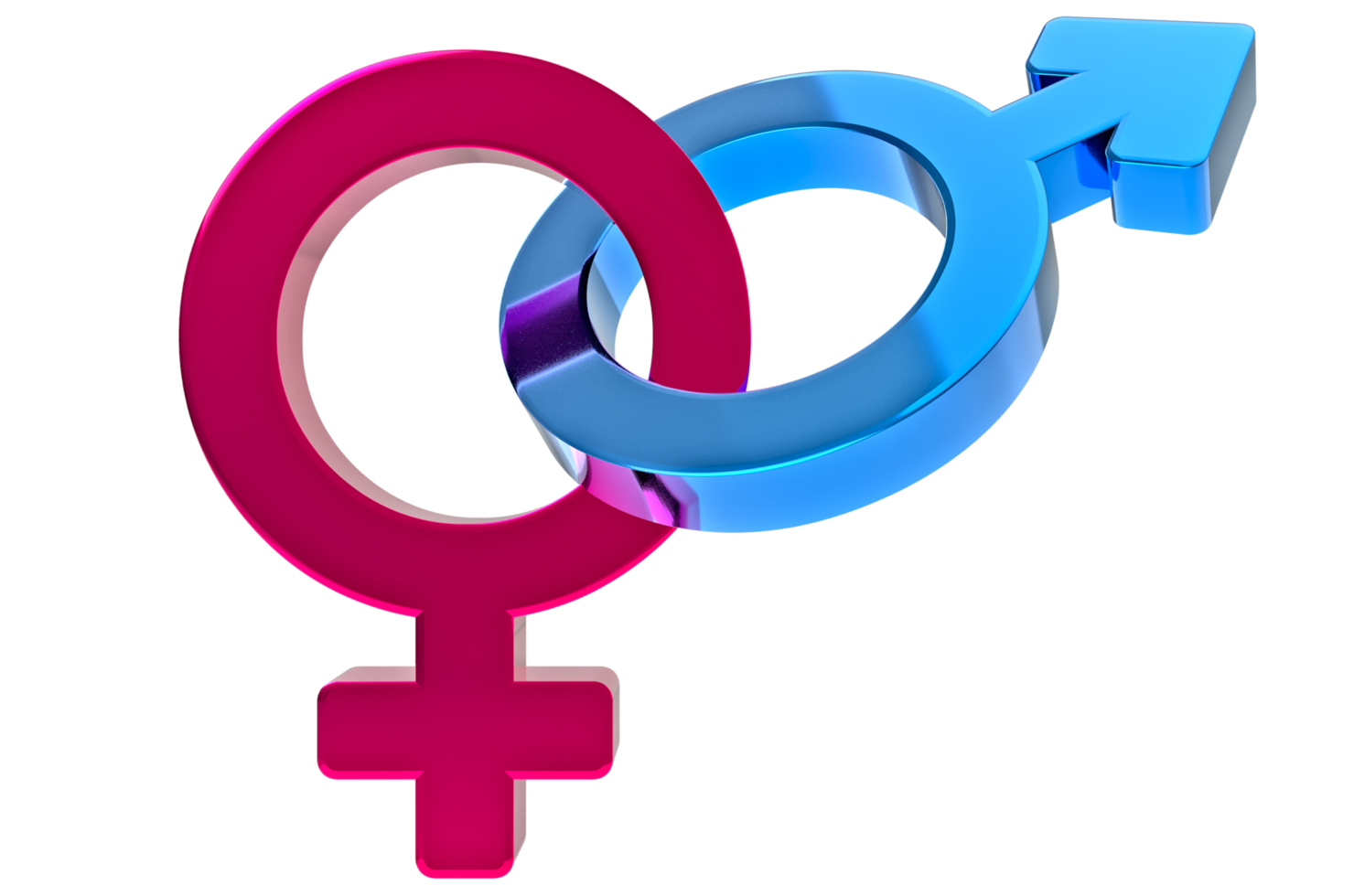 Male, female sex sign. Gender symbols illustration. 3D rendering. 3D Gender Symbols png