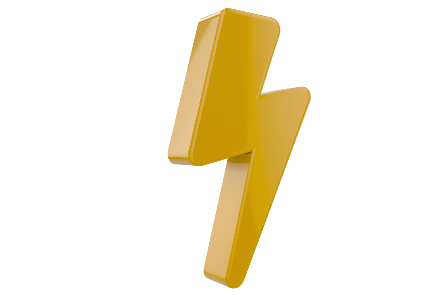 3D Icon of energy thunder lightning bolt symbol or electricity power electric sign symbol PNG Transparent Background