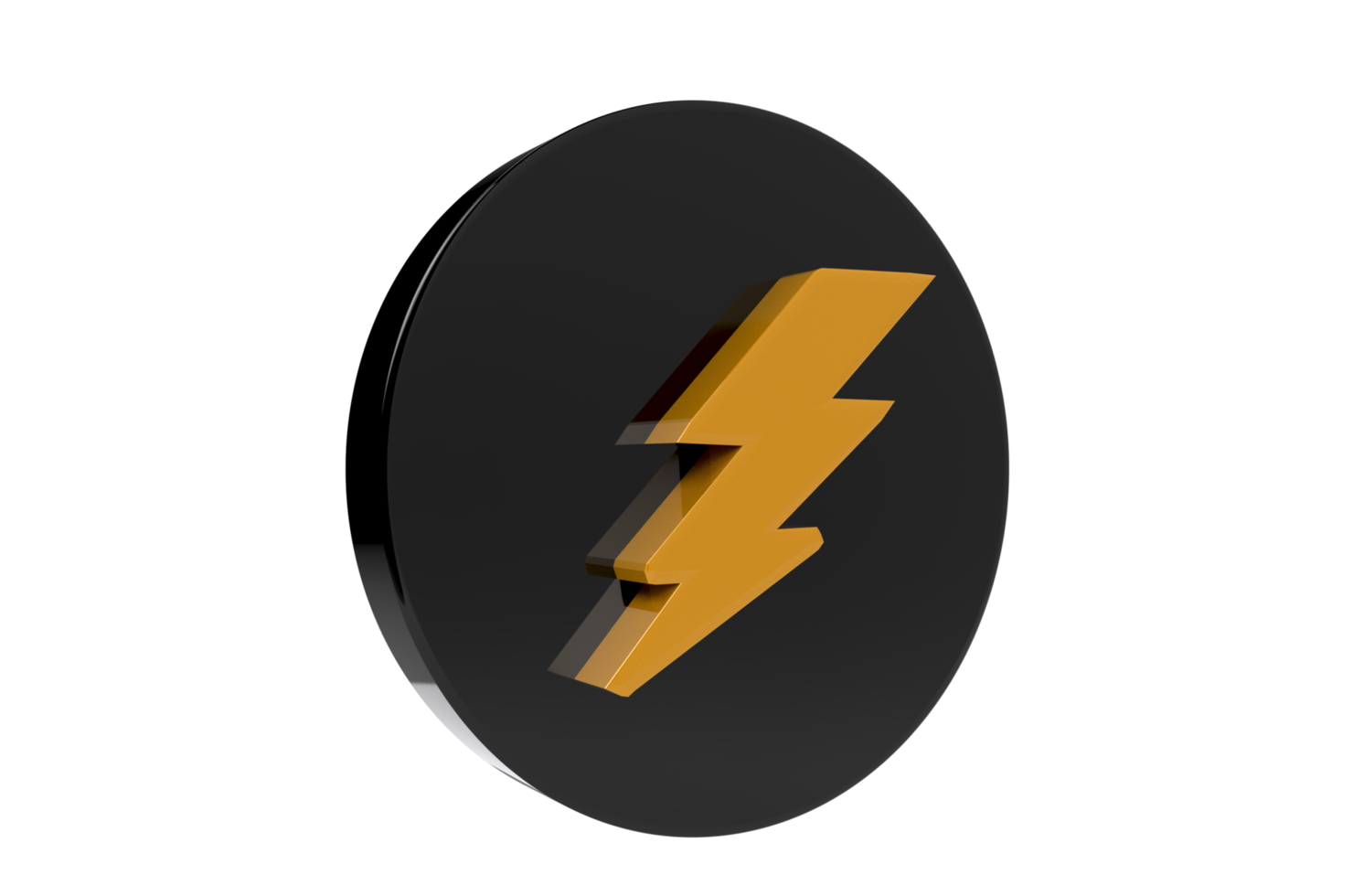 3D Icon of energy thunder lightning bolt symbol or electricity power electric sign symbol PNG Transparent Background