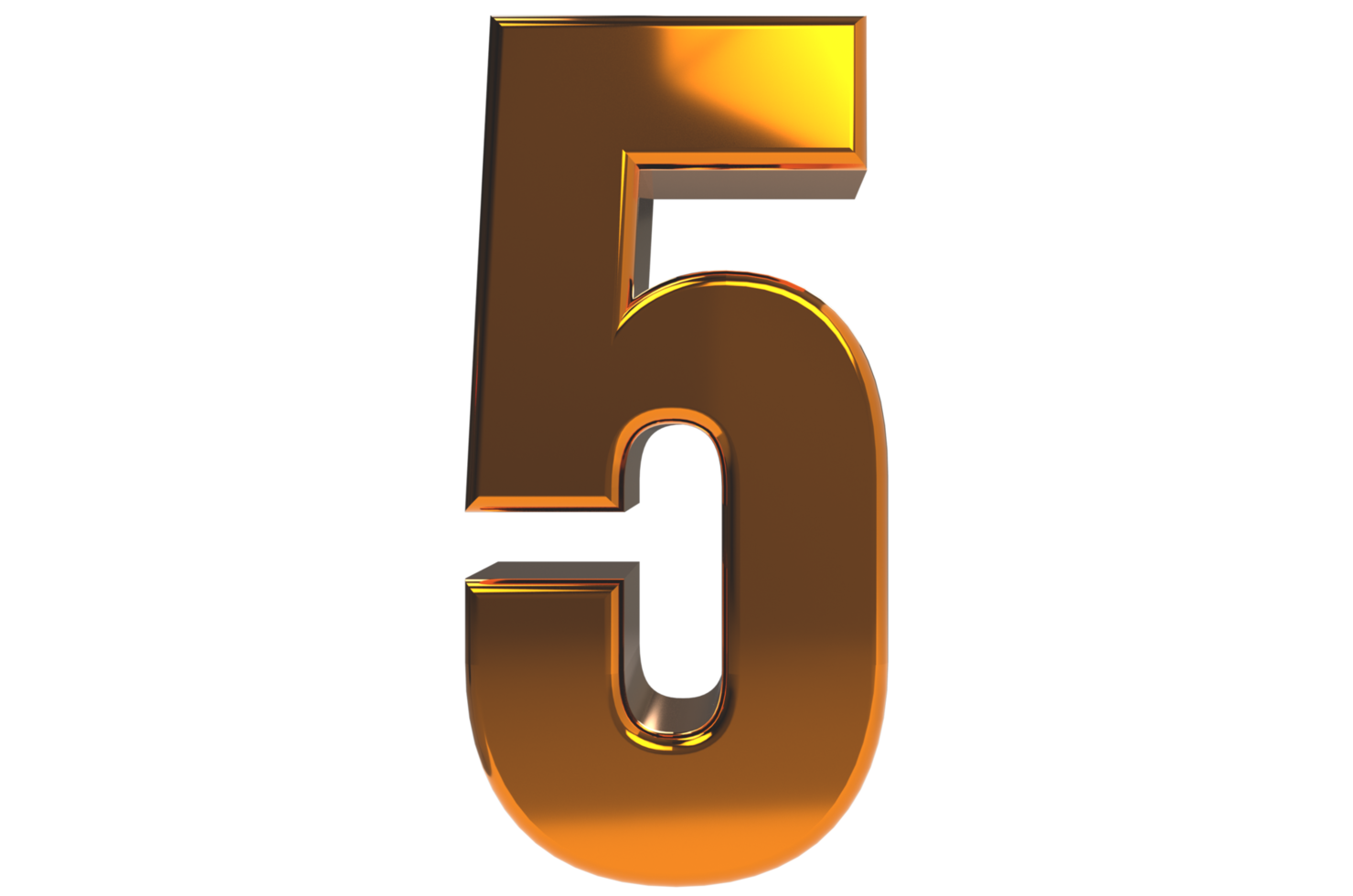 Number 5 3d render illustration png