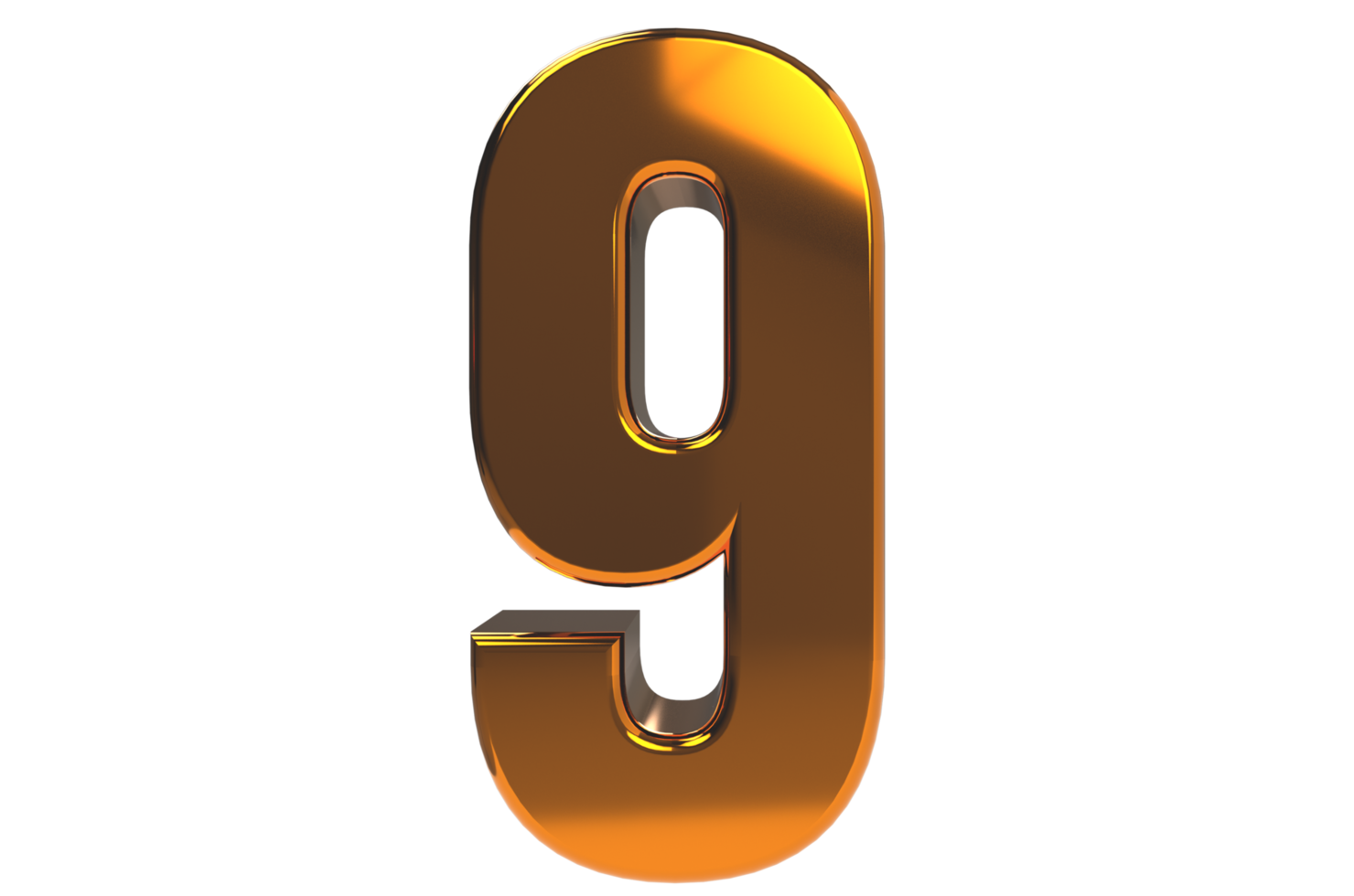 Number 9 3d render illustration png