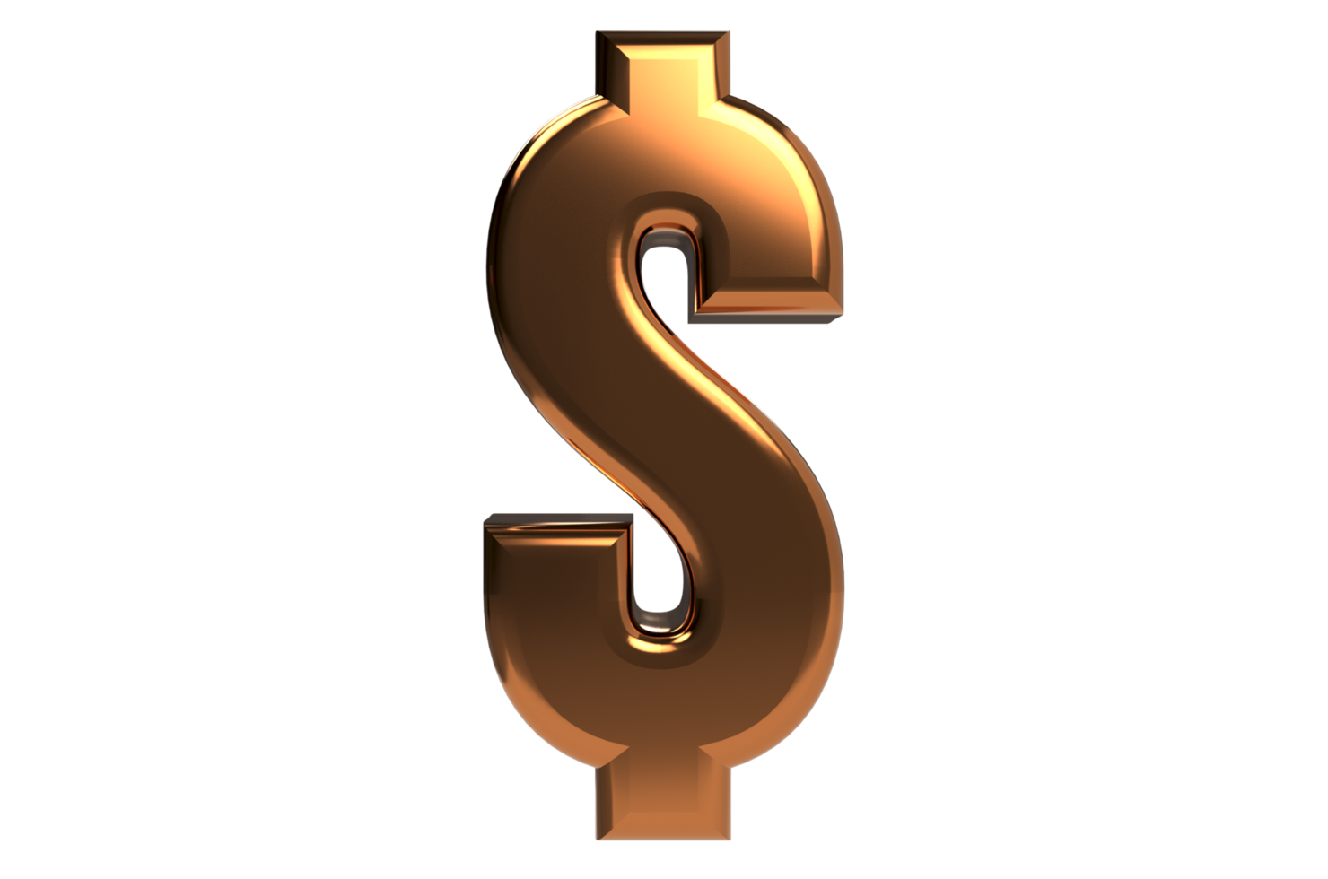 Golden Dollar Symbol 3D Render PNG