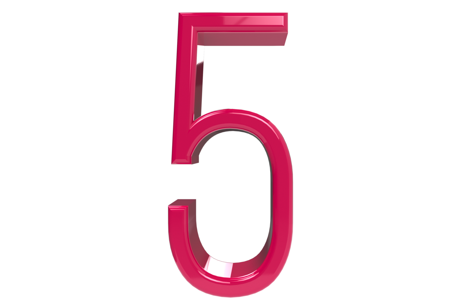 Pink number 5 isolated on transparent background. 3D rendered illustration. Best for anniversary, birthday party, new year celebration png