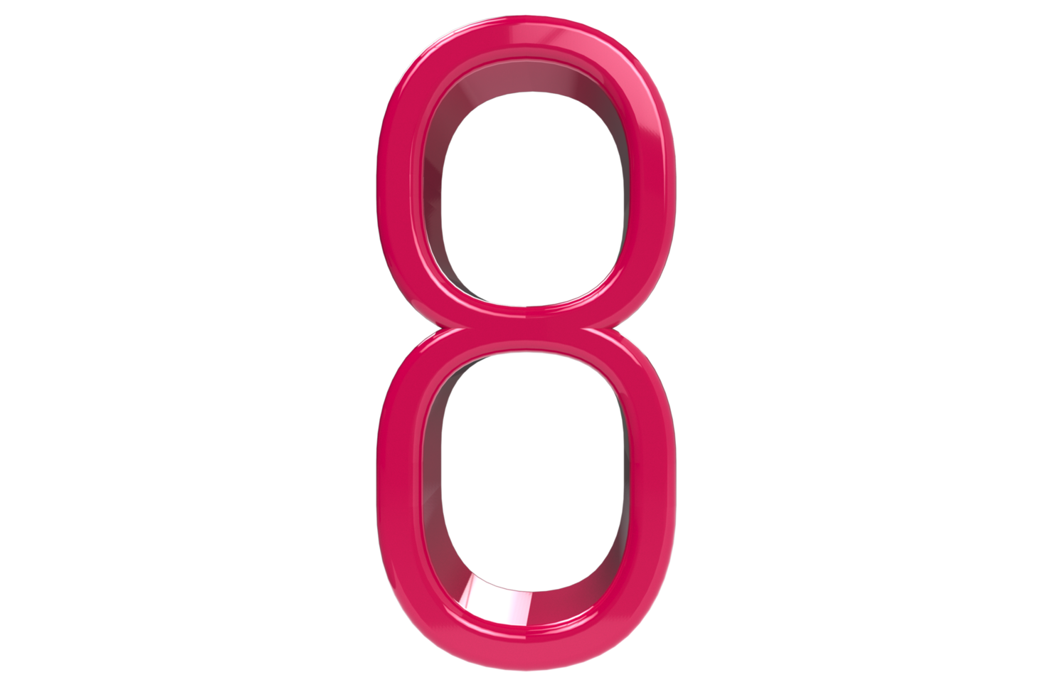 roze aantal 8 geïsoleerd Aan transparant achtergrond. 3d weergegeven illustratie. het beste voor verjaardag, verjaardag partij, nieuw jaar viering png