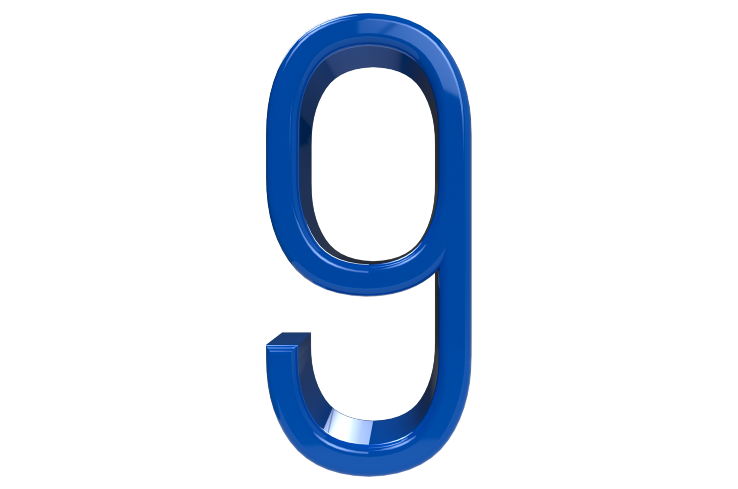 Number 9 3d blue isolated on Transparent Background - 3d rendering png