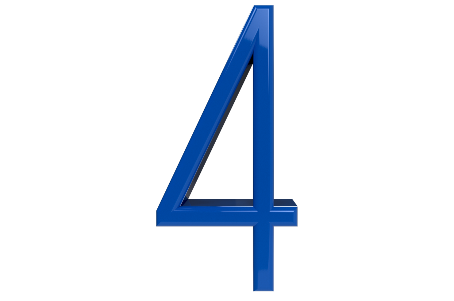 Number 4 3d blue isolated on Transparent Background - 3d rendering png