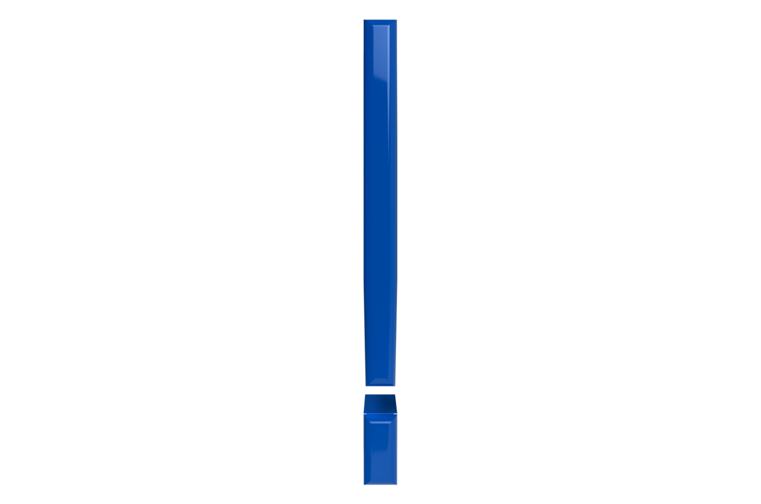 Signe de point d'exclamation 3d - icône sur le fond transparent. illustration de rendu 3d png