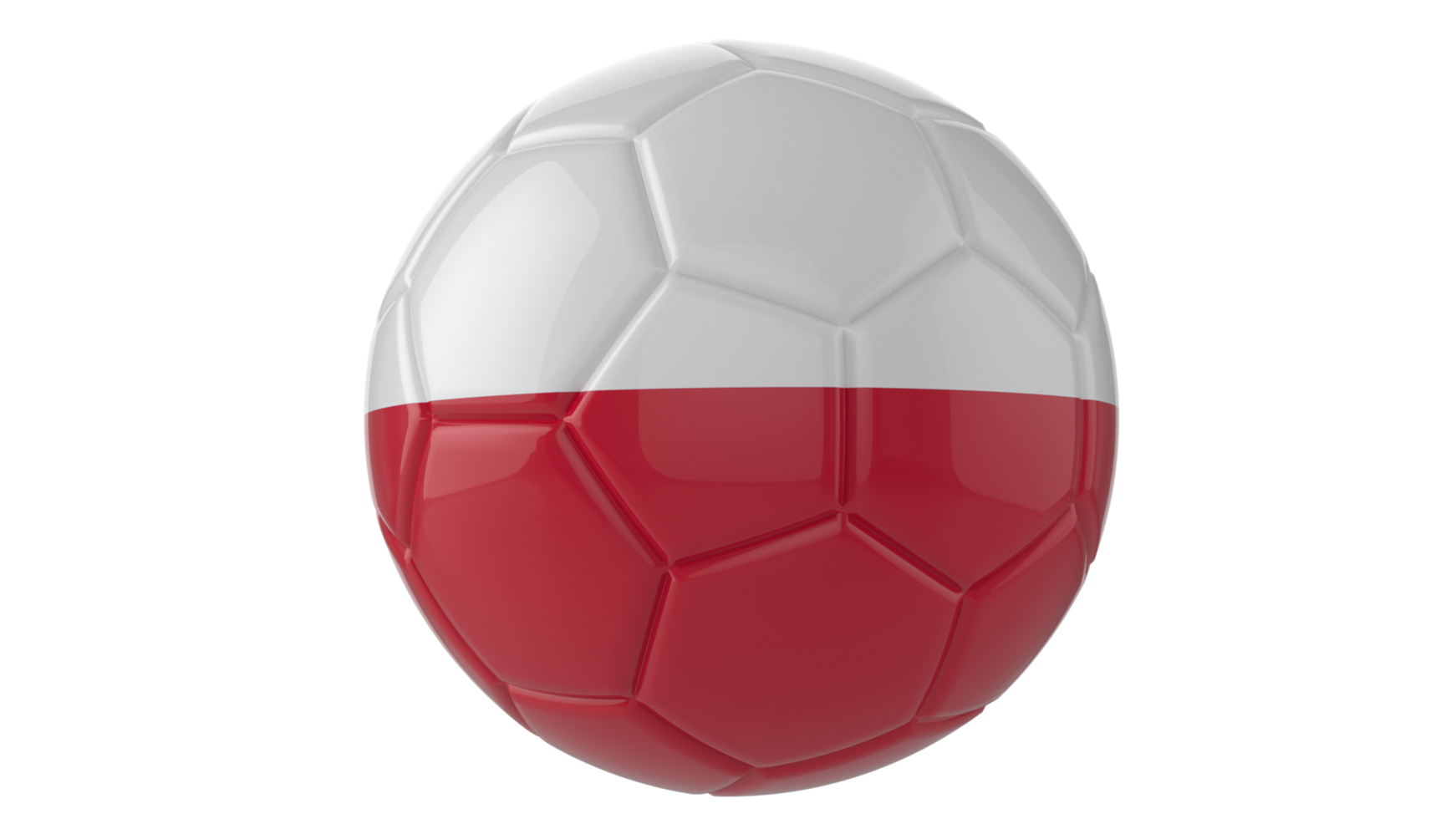 3d realistic soccer ball with the flag of Poland on it isolated on transparent PNG background