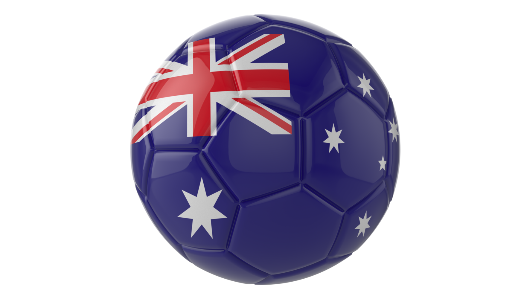 3d realistic soccer ball with the flag of Australia on it isolated on transparent PNG background