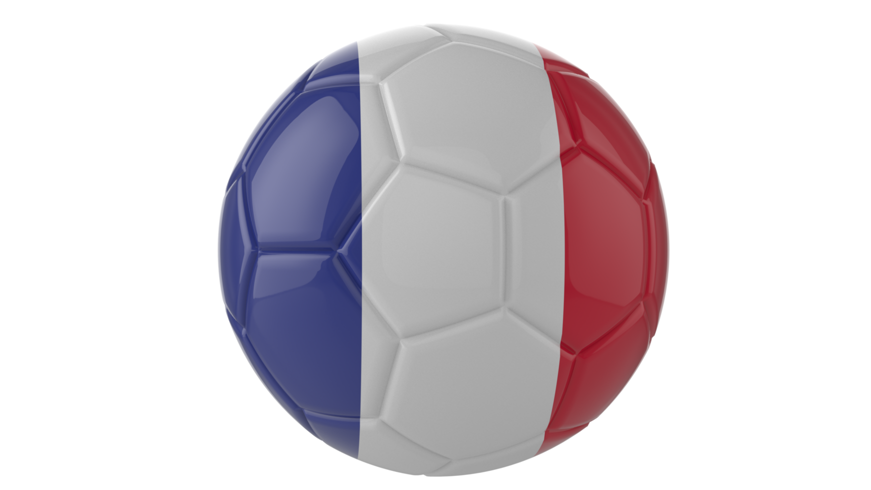 3d realistic soccer ball with the flag of France on it isolated on transparent PNG background