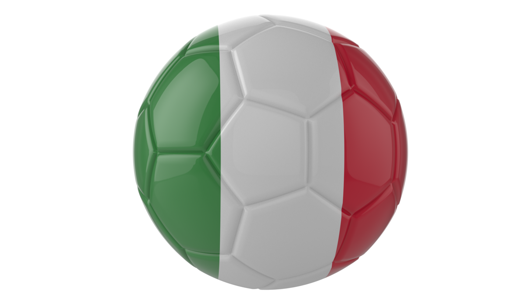 Balón de fútbol realista en 3d con la bandera de italia aislado en un fondo png transparente