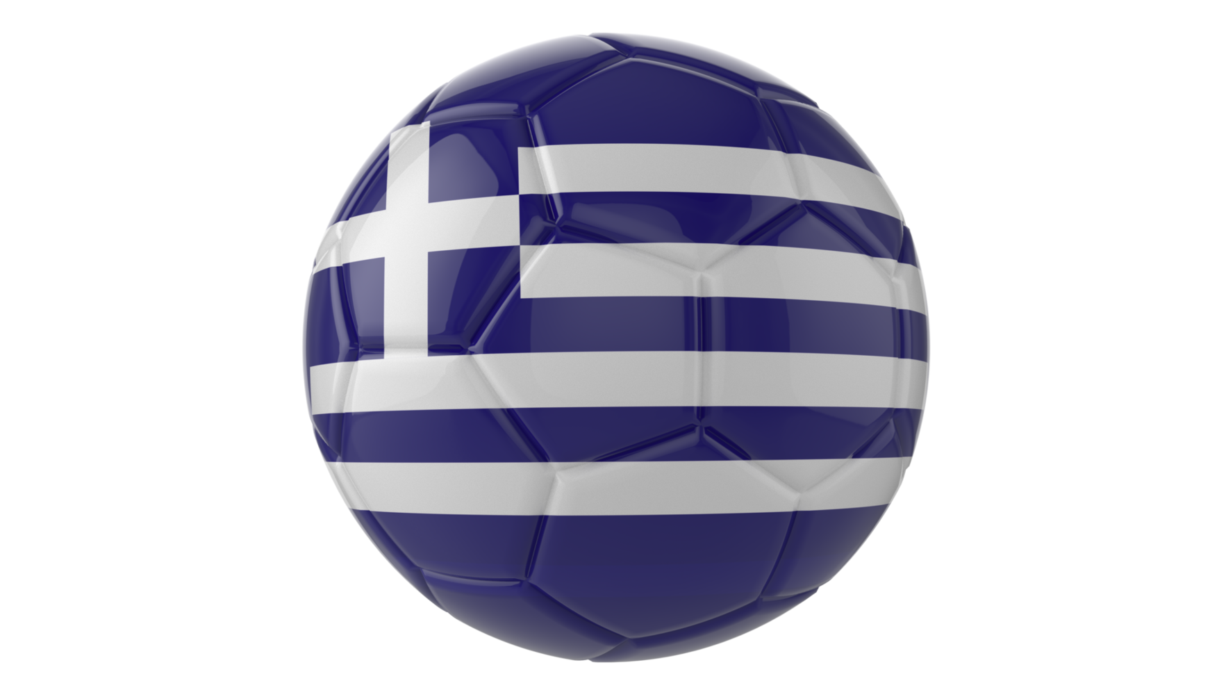 Balón de fútbol realista en 3d con la bandera de grecia aislado en un fondo png transparente