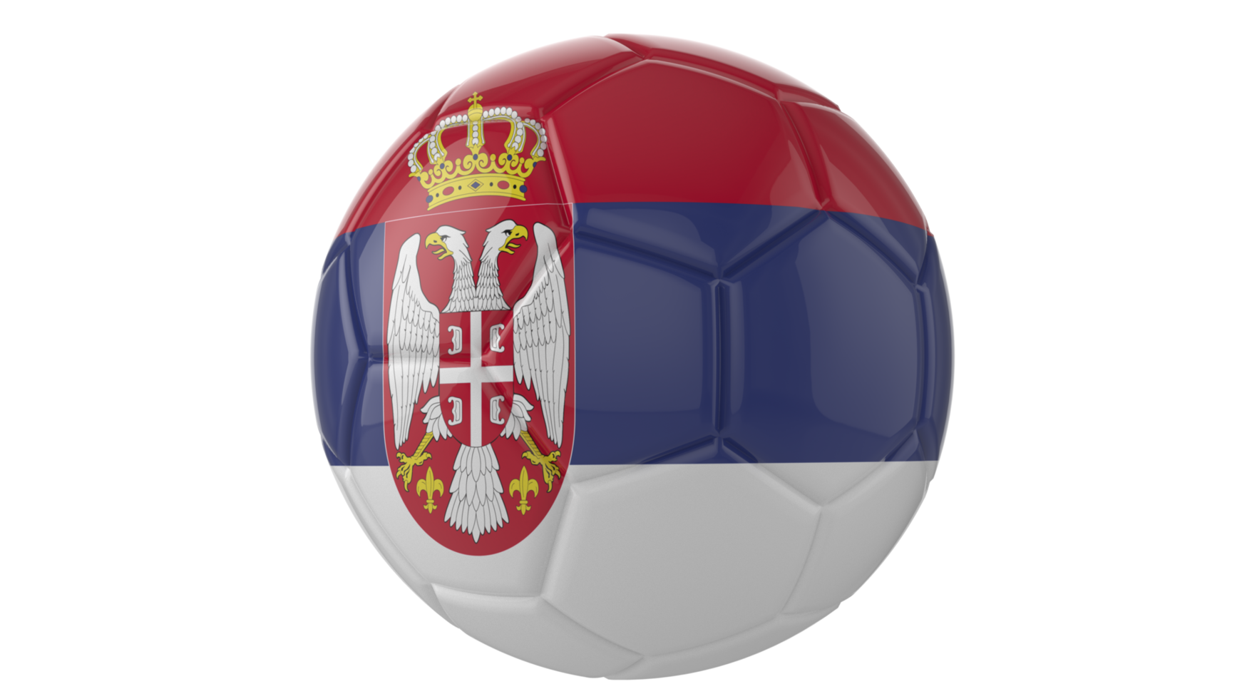 3d realistic soccer ball with the flag of Serbia on it isolated on transparent PNG background