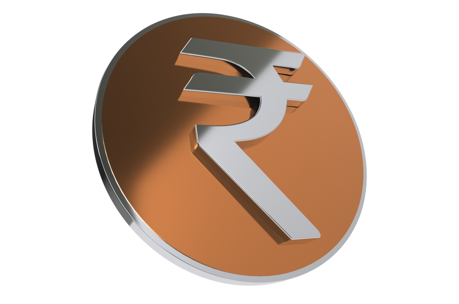 Golden Rupees Sign Symbol 3D Render PNG