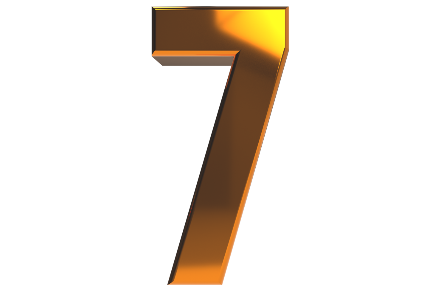 Number 7 3d render illustration png