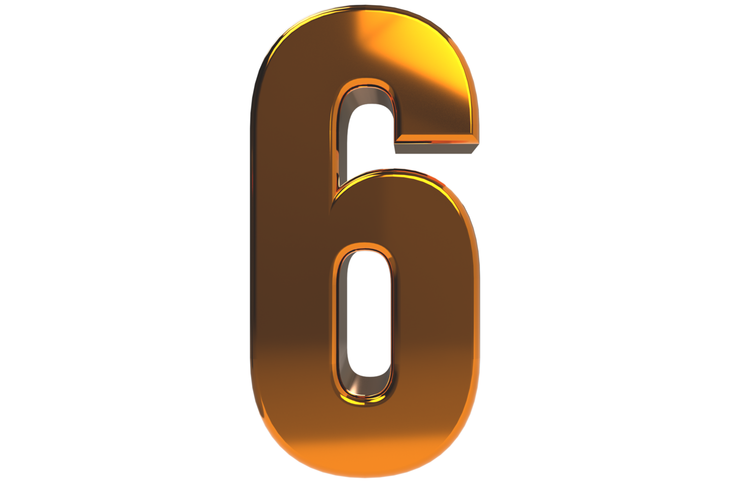 Number 6 3d render illustration png